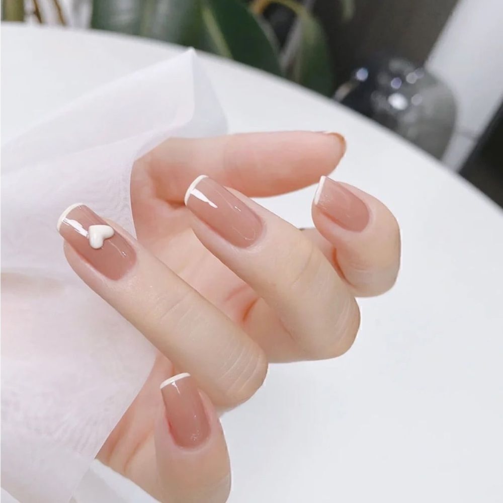 24 pcs Acrylic French Square Press On Nail Set Reusable - Picture 8 of 8